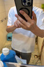 二本針~300g純棉重磅磨毛短袖t恤男女純色厚實(shí)不透寬松休閑五分袖 白色-【300g重磅】 L建議140-170斤 曬單實(shí)拍圖