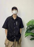 主意范（ZHUYIFAN）胖子超大碼休閑襯衫男士短袖夏季寬松大碼冰絲學生外套襯衣套裝 黑色 4XL (190) 180-205斤 曬單實拍圖