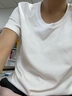 三彩2025夏款圓領(lǐng)T恤正肩短袖上衣純色基礎套頭衫休閑Z 珍珠白 S 155/80A 曬單實(shí)拍圖