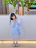 G.DUCKKIDS小黃鴨童裝艾莎公主裙女童連衣裙春秋季新款中小童長(zhǎng)袖甜美可愛裙 藍(lán)色+艾莎頭飾-aicikoo 140 適合130-140cm年齡9-10歲 曬單實(shí)拍圖