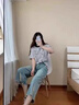 莫代爾復(fù)古破洞七分直筒牛仔褲女2025夏季新款高腰寬松顯瘦懷舊闊腿褲子 MX-8-1347_藍(lán)色 M 建議98-110斤 曬單實拍圖