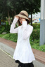 艾萊依（ERAL）防曬服2025夏季新款防曬衣UPF100+涼感原紗女修身戶外運動連衣裙 浮云白 M 160 曬單實拍圖