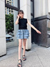 小豬彼特女童牛仔短褲夏季2025新款洋氣兒童運動五分褲子大童夏裝女孩裙褲 6018藍色 130 cm 曬單實拍圖