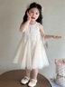 G.DUCKKIDS小黃鴨童裝女童連衣裙夏季2025薄款兒童裙子女孩夏裝背心裙網(wǎng)紗裙 米白色 120 尺碼5~6歲【110-120cm】cm 曬單實(shí)拍圖