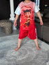 梅語(yǔ)希哪吒球衣系列兒童籃球服套裝男女童青少年小學(xué)生動(dòng)漫速干短袖T恤 【假兩件短袖套裝】NZ06紅色 20碼（身高110-120CM） 曬單實(shí)拍圖