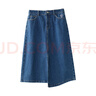 茵曼（INMAN）純棉復(fù)古開叉牛仔裙女2025夏季高腰顯瘦百搭繡花A字半身裙子 牛仔藍(lán) M 曬單實(shí)拍圖
