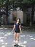 櫻桃刺繡撞色學(xué)院風(fēng)翻領(lǐng)短袖t恤女夏季2025新款修身顯瘦潮流上衣 藏青色 M 曬單實(shí)拍圖