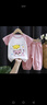 妙翡兒童夏季純棉短袖套裝中小童半袖短褲男寶女寶裝夏裝寶寶恤0-7歲 亮粉小貓套裝 120 身高在105-115之間 尺碼偏小 曬單實(shí)拍圖