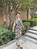 恰凡（QIAFAN）媽媽夏裝連衣裙2025夏季新款洋氣質(zhì)端莊大氣優(yōu)雅中老年人短袖裙子 米色連衣裙  XL  90-125斤 曬單實拍圖