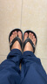 卡駱馳crocs貝雅卡駱班人字拖鞋|205393 黑色/白色-066 41/42(260mm)  曬單實(shí)拍圖