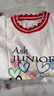 ASK JUNIOR女童t恤夏季薄印花純棉花邊領(lǐng)兒童薄款透氣短袖體恤 白色  170  曬單實拍圖