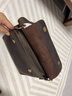 勞斯名爵（RollsMinjor）英國單肩包男真皮斜挎包復古橫款手工瘋馬牛皮男包小包手機包 咖色 24*3*17cm 曬單實(shí)拍圖