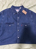 Levi's李維斯25年春夏新款男士復(fù)古美式時(shí)尚簡(jiǎn)約休閑短袖牛仔襯衫 藍(lán)色 L 曬單實(shí)拍圖