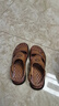 啄木鳥(niǎo)真皮涼鞋男士夏季耐磨牛筋底開(kāi)車(chē)外穿全牛皮兩用休閑爸爸沙灘涼拖 6906卡其色 41 曬單實(shí)拍圖