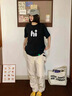 一寸相思純棉寬松短袖t恤女2025新款韓版減齡中長(cháng)款下衣失蹤體恤ins潮上衣 黑色-字母hi XL 推薦110-125斤 曬單實(shí)拍圖