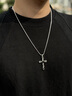 銘揚飾海 925銀黑瑪瑙藤蔓十字架吊墜男士項鏈原創(chuàng  )高級感潮流配飾生日禮物 純銀吊墜+鋼鏈55cm 曬單實(shí)拍圖