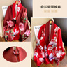杭絲路真絲絲巾女春夏雙層桑蠶絲圍巾盤扣媽媽生日母親節(jié)禮物花開富貴 曬單實拍圖
