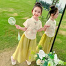 童槐女童夏季漢服套裝2025新款兒童國風(fēng)超仙清新盤扣短袖闊腿褲兩件套 粉色【兩件套】 130 【建議身高120cm左右】 曬單實拍圖