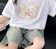 G.DUCKKIDS女童夏季套裝2025新款中大童洋氣女孩短袖兒童牛仔短褲夏裝兩件套 蝴蝶短袖+牛仔短褲 120 曬單實(shí)拍圖