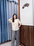 莫代爾25夏季新款睡衣女士莫代爾人棉套裝帶胸墊家居服短袖長褲簡(jiǎn)約休閑 Y149米白+949淺灰 L 95-115斤 曬單實(shí)拍圖