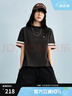 Champion冠軍短袖女2025春季新款拼接撞色美式復(fù)古風(fēng)T恤潮牌寬松 水墨黑 M 曬單實拍圖