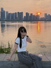 熱風(fēng)休閑褲女2025年夏季新款女士黑白格紋闊腿褲直筒顯瘦復(fù)古休閑長褲 19黑白 L 曬單實(shí)拍圖