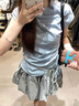 妙奕嘉條紋短袖t恤女士夏季衣服時尚高級新款上衣修身純欲短款辣妹甜美 法式藍(lán)色條紋抽繩綁帶無袖上衣 M 【建議100斤以內(nèi)】 曬單實拍圖