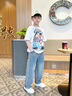 G.DUCKKIDS小黃鴨男童褲子夏季2025新款中大童牛仔褲兒童闊腿防蚊褲男孩長褲 藍(lán)色 120 建議5~6歲【110-120cm】cm 曬單實(shí)拍圖