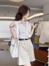妃?，幮蓍e褲女裝套裝2025夏季新款韓版時(shí)尚百搭氣質(zhì)通勤夏裝搭配一整套 條紋上衣+杏色褲子 M 曬單實(shí)拍圖