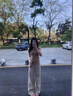 貞喜氣碎花闊腿褲女夏季薄款顯瘦高腰直筒褲垂感直筒美式運(yùn)動(dòng)衛(wèi)褲寬松 米杏色 L 曬單實(shí)拍圖