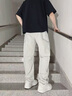 倉石一樹 KAZUKI KURAISHI 倉石一樹設(shè)計感彎刀褲扎染直筒褲痞帥男褲2025新款運動休閑褲子 灰色 XL 曬單實拍圖