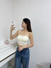 浪莎吊帶背心女帶胸墊美背內(nèi)搭背心文胸一體外穿抗菌親膚抹胸上衣 曬單實(shí)拍圖