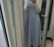 茵曼（INMAN）章若楠同款歐若風法式吊帶連衣裙2025夏季新品女裝淡鵝黃色裙子 藍色 (方領) S 曬單實拍圖