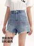森馬（Semir）牛仔褲女寬松美式熱褲酷颯風夏街頭毛邊短褲復(fù)古辣妹103324122010 曬單實拍圖