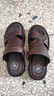 駱駝牌 牛皮男士涼鞋沙灘鞋軟底防滑涼拖中年爸爸鞋P15M220028A棕色40 曬單實(shí)拍圖