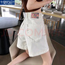 莫代爾白色牛仔短褲女夏季薄款網(wǎng)紅高腰顯瘦小個(gè)子闊腿a字熱褲潮ins 白色 M 【建議98-110斤】 曬單實(shí)拍圖