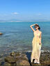 緋垚海邊度假吊帶連衣裙夏多巴胺露背仙女沙灘裙旅游垂墜感v領(lǐng)長裙子 【黃色暈染】 M 曬單實拍圖
