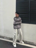 POUM麂皮絨春季衛(wèi)衣男開衫外套潮牌oversize美式情侶棒球服運(yùn)動(dòng)夾克男 YRFS-W141灰色 常規(guī) 麂皮絨 XL 曬單實(shí)拍圖