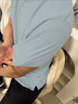 羅蒙冰絲無痕polo衫男短袖夏季新款商務(wù)休閑翻領(lǐng)彈力大碼T恤上衣薄款 灰藍(lán) XL 曬單實拍圖