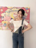 嫻柔2025夏季新款斜肩短袖T恤女純欲露肩修身顯瘦氣質(zhì)上衣性感打底衫 白色 M 曬單實(shí)拍圖