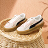 彪馬（PUMA）【厚底鞋】增高小白鞋松糕鞋女子休閑板鞋PLATFORM391942 純白色-黑色-金色-01 38.5 曬單實拍圖