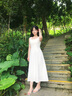 尚都比拉藍(lán)色背心裙純棉收腰顯瘦無袖裙子女夏吊帶裙小個子連衣裙 白色Q52LD1947 M 曬單實拍圖