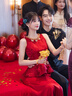 泰勒馬丁紅色新中式新娘旗袍敬酒服2025新款古裝婚紗結(jié)婚禮服出閣服回門服 HF058(贈隨機腰帶1條) S 曬單實拍圖
