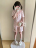 另約冰絲睡衣女款夏季涼感短袖短褲2025新款日系可愛(ài)小兔子家居服套裝 50800 粉格兔子 L 曬單實(shí)拍圖