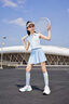 AMENCL童裝女童網(wǎng)球套裝運(yùn)動(dòng)速干裙子2025夏季新款兒童冰絲涼感 19091藍(lán)色背心+6069白色褲裙 140 cm 曬單實(shí)拍圖