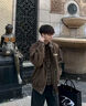 Lee Srtroi假兩件夾克男寬松美式工裝飛行員上衣春秋新款男生棒球服男士外套 棕色 XL （建議120-140 斤） 曬單實拍圖