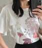 玖姿·安娜蔻【瞬涼】休閑通勤野趣拼貼正肩短袖T恤女2025夏季新款 米白 M 曬單實(shí)拍圖