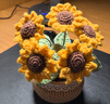 手工編織DIY毛線花束材料包郁金香小雛菊盆栽鉤織自制永生花 （材料包)向日葵 盆栽+工具+教程 曬單實拍圖