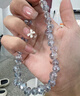YWZR水晶寶石手機(jī)鏈掛飾女款透淺藍(lán)水鉆新款手機(jī)掛繩夏季夏天掛件掛鏈 淺灰藍(lán)水晶+灰小布片 曬單實(shí)拍圖