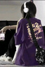純棉重磅紫色美式復(fù)古短袖t恤女夏季寬松夏日多巴胺穿搭半袖上衣 紫色【純棉重磅】 3XL （160-180斤） 曬單實(shí)拍圖